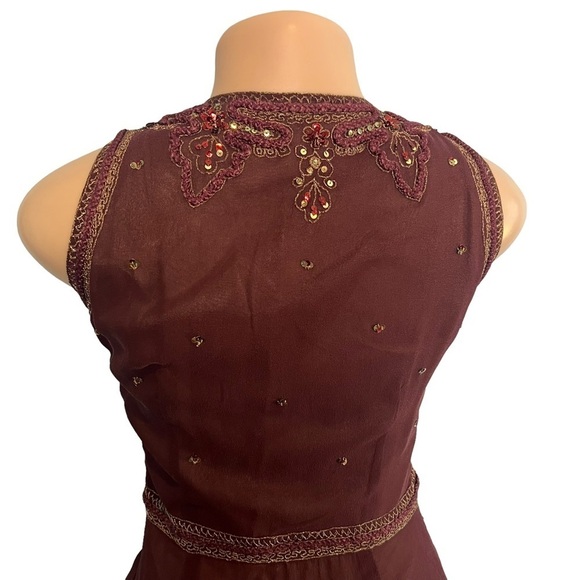 3/$30 🍂 Massimo Dutti Dark Plum Silk Embroidered Shift Dress - Picture 8 of 12